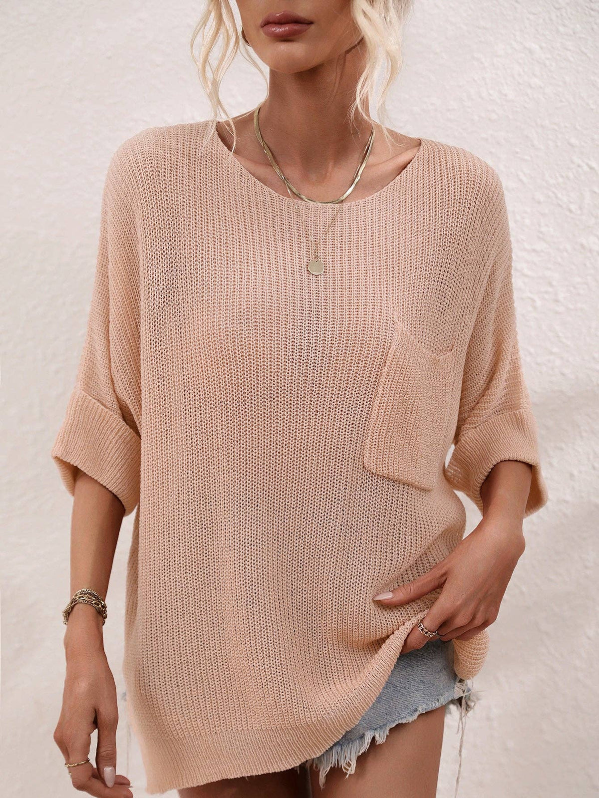 Ladies Mid Sleeves Hollow Out Daily Blouse E2290: Black / M