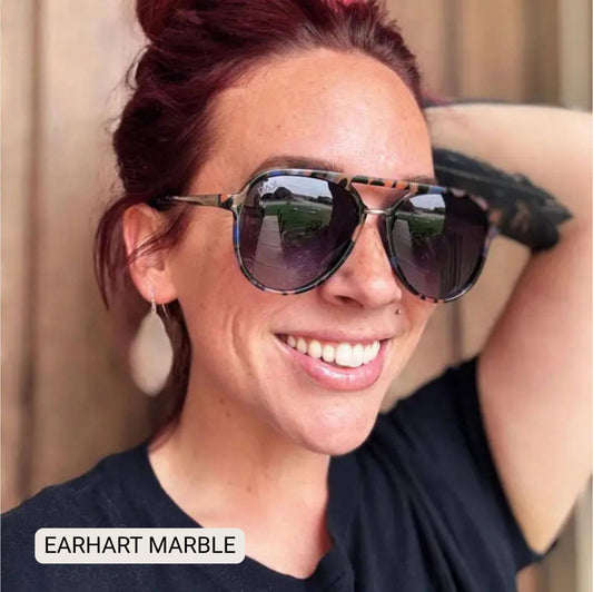 Earhart - Women’s Aviator Sunglasses–Polarized Everyday Chic: Marble