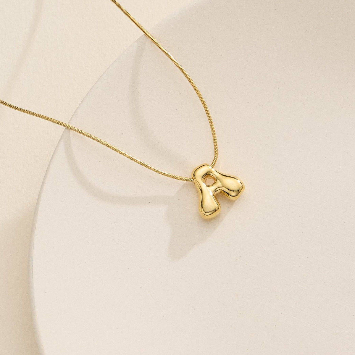 16 Assorted 18K Gold Dipped Bubble Initial Necklace: Gold / One / 5DN18102