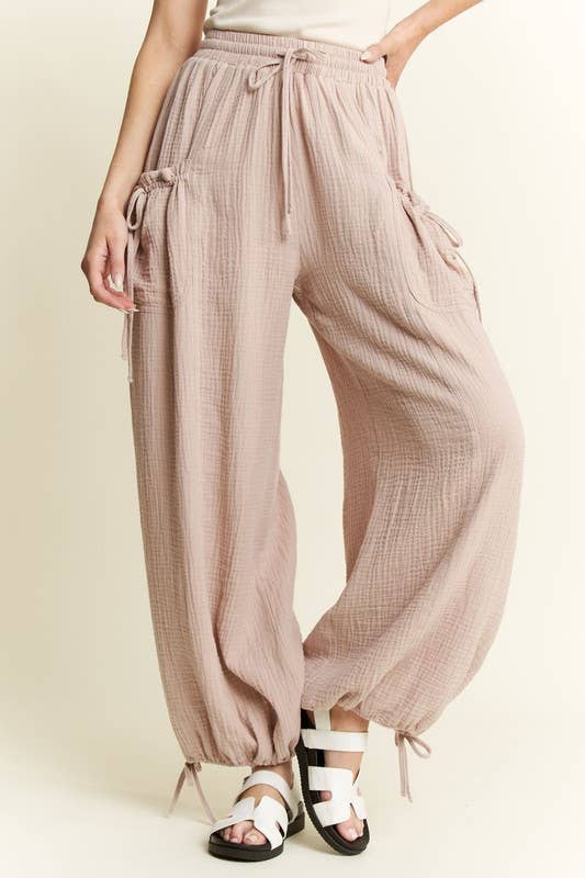 VINTAGE GAUZE JOGGER PANTS: Camel / S