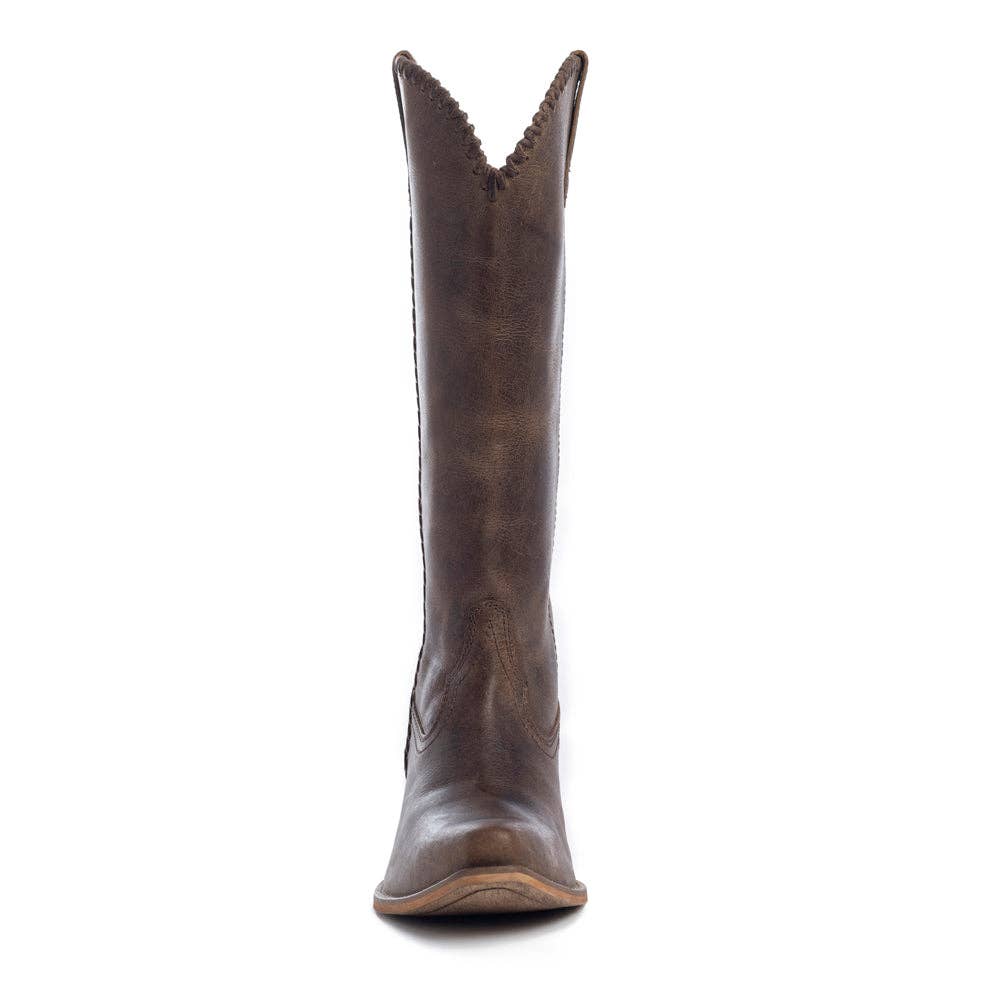 High Plains Stitched Leather Boots: Brown / 8