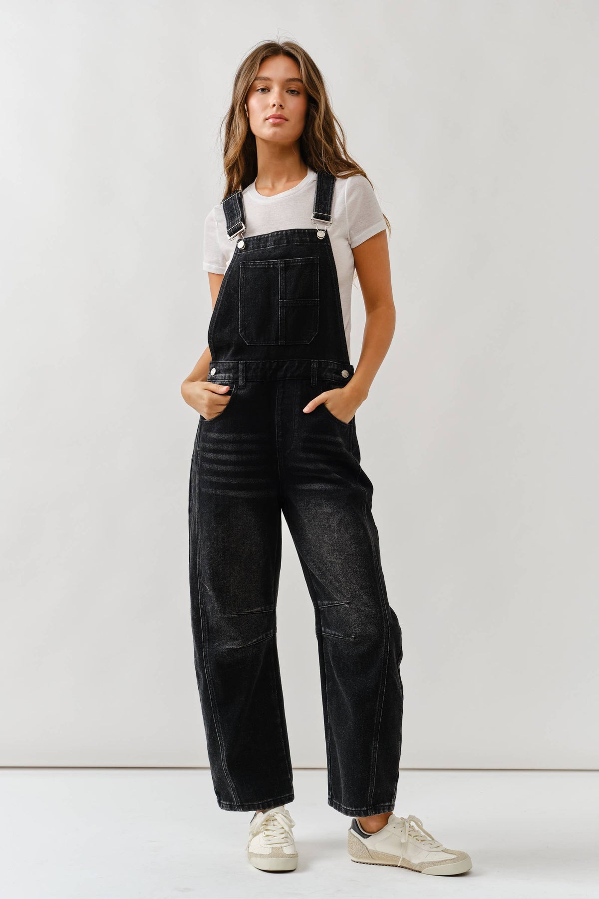 MAP2994 SLOUCHY RELAX FIT DENIM OVERALL: DENIM / M