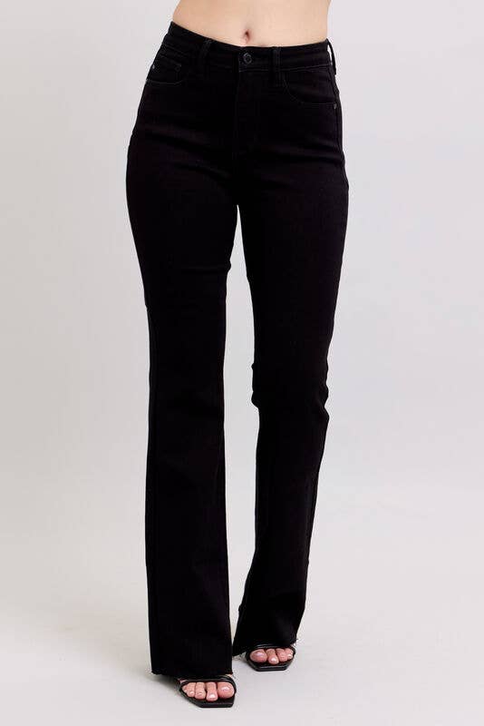 High Waisted Flare With Back Star Seam Detail: BK / 3(26)
