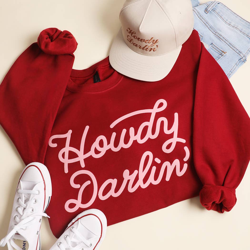HOWDY DARLIN' Heavyweight Crewneck Sweatshirt: BLACK / S