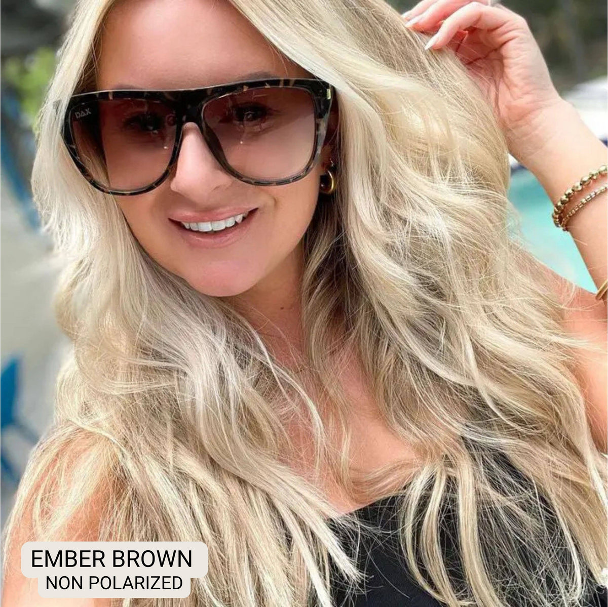Ember - Woman's Oversized Square Sunglasses: Brown Gradient Cheetah