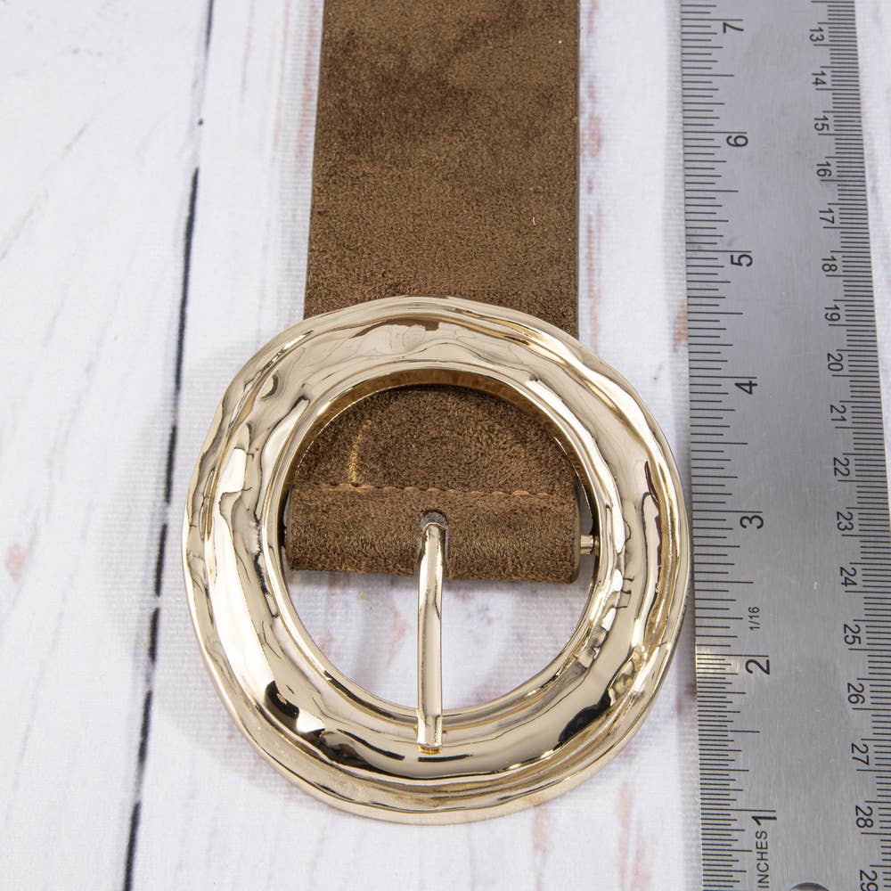 Suede Hammered Round Buckle Belt: GBU