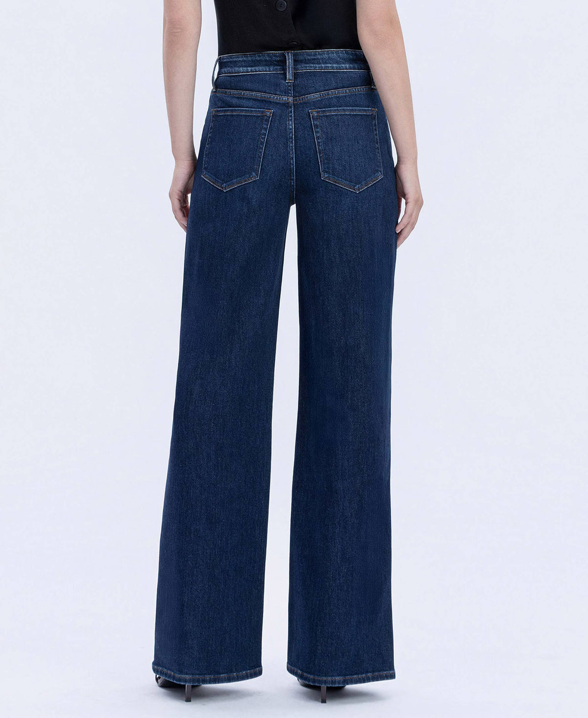 SUPER HIGH RISE FULL LENGTH DARK WASH WIDE JEANS T6937: UPLIFTED JEWEL / 32